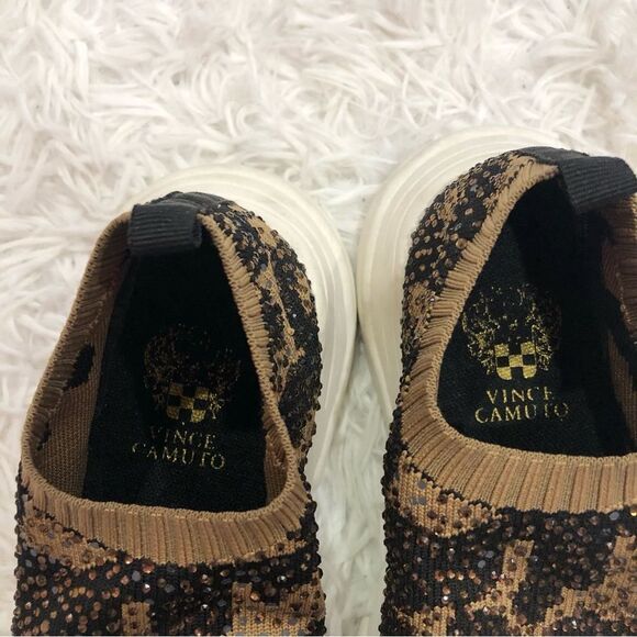 Vince Camuto Henna Leopard Animal Print Knit Slip On Chunky Sneakers Girls 13 M - Picture 7 of 10